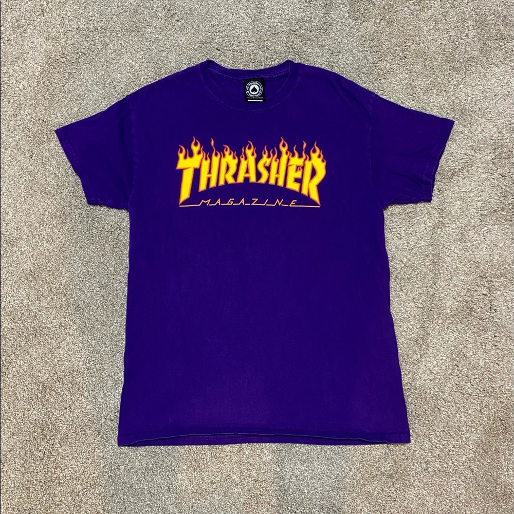 Thrasher magazine Purple Flame logo Tshirt M
